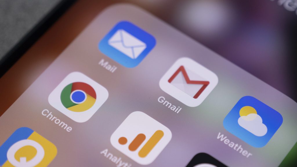 Google, Gmail and Google Chrome apps on a phone