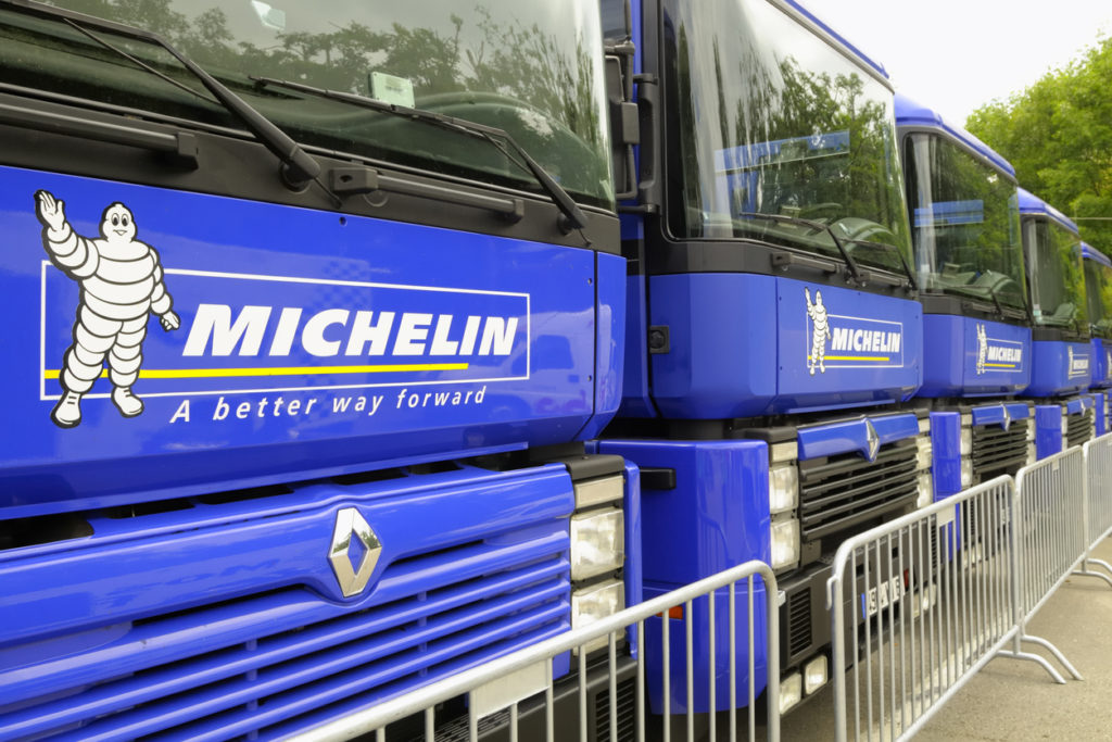 Michelin trucks with brand name and logo on the front
