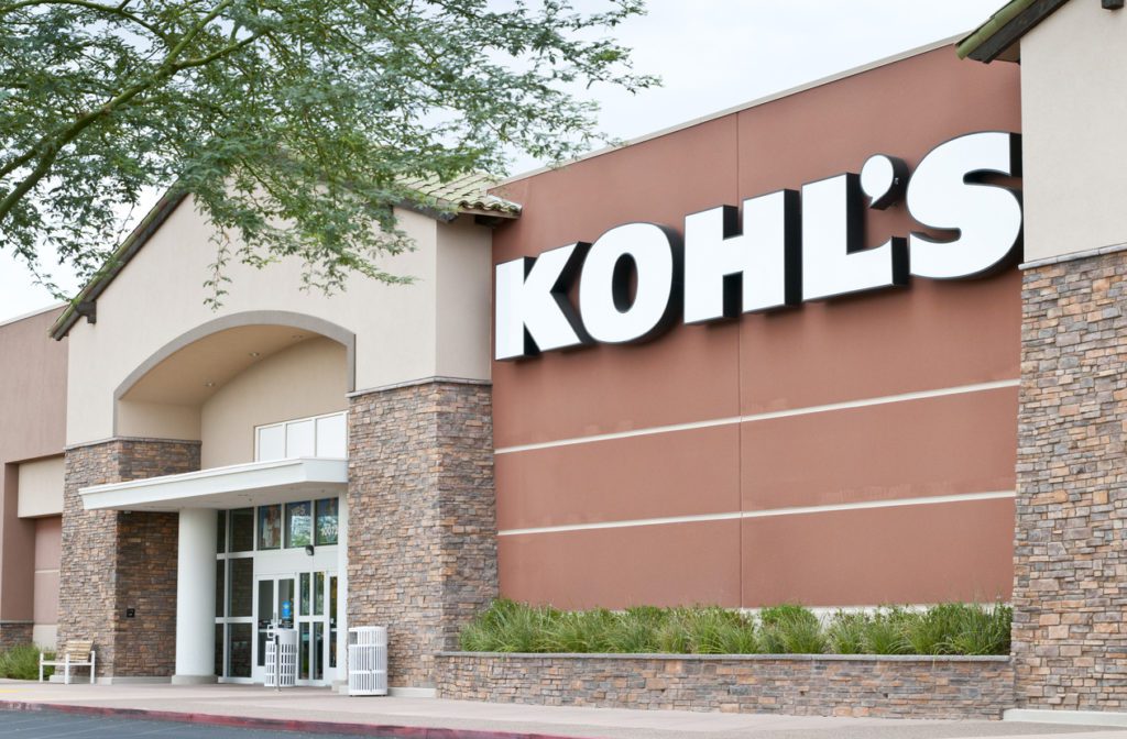 Kohl's Retail Department Store Front with Sign and Trees