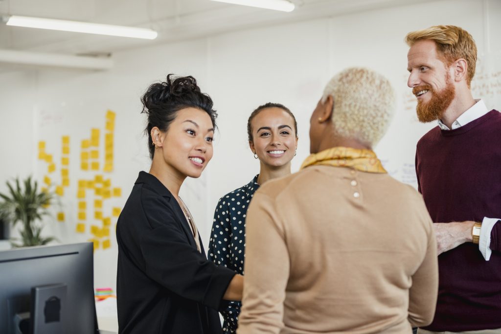 Colleagues discussing customer insights 