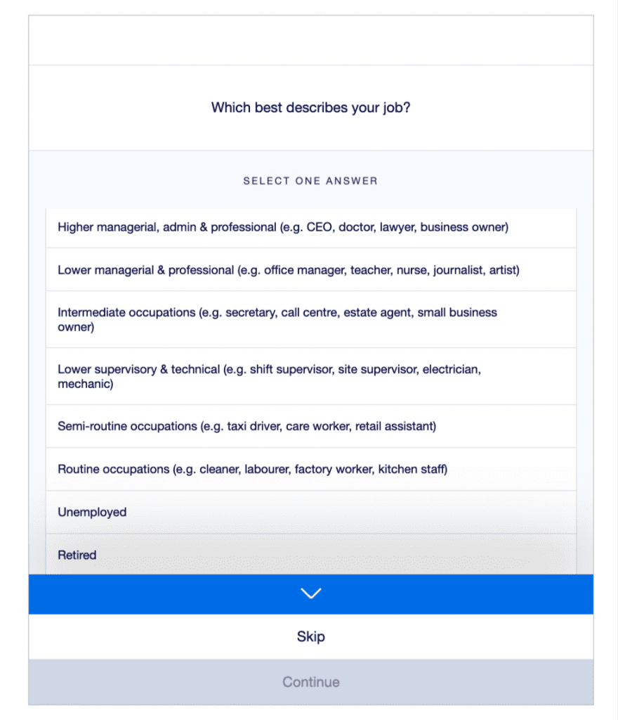 screenshot of a rating scale question on the Attest platform 


