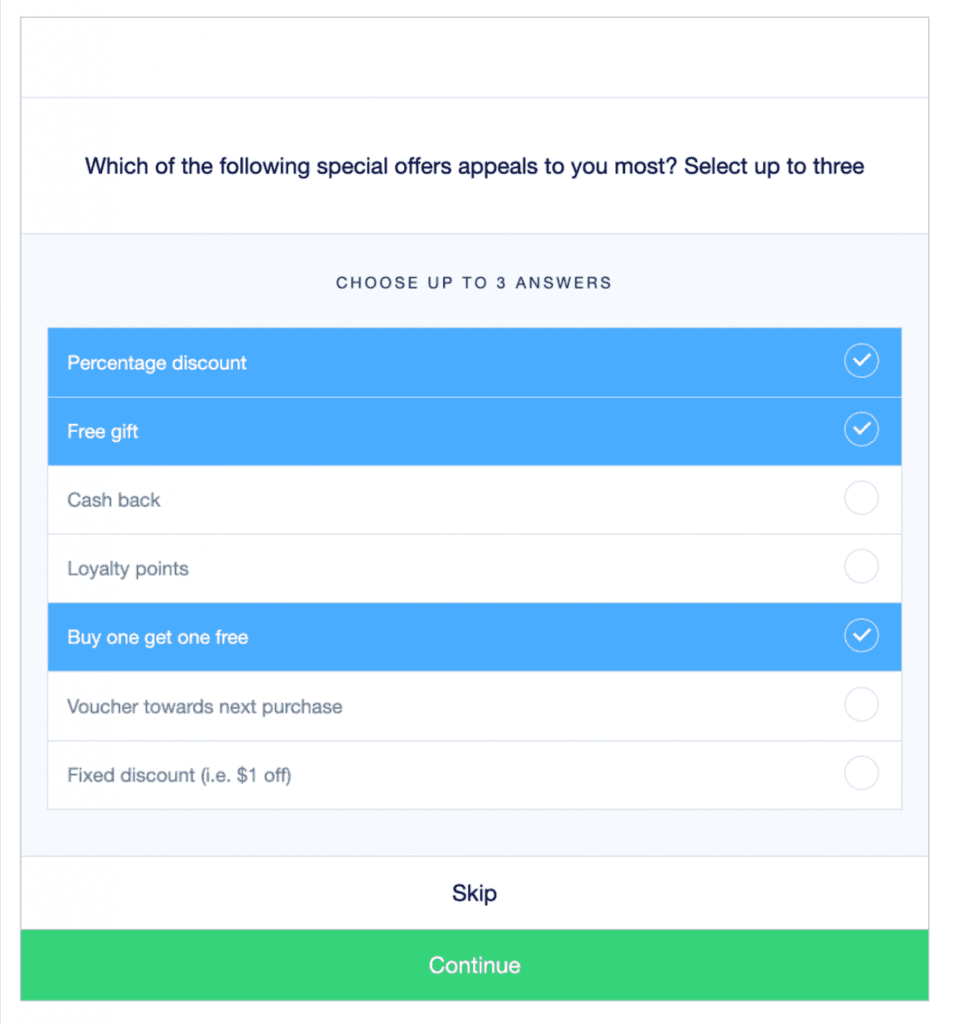 screenshot of a multi-select question on the Attest platform 
