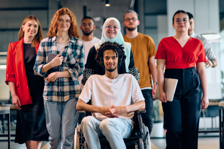 A group of people standing together representing an online panel survey