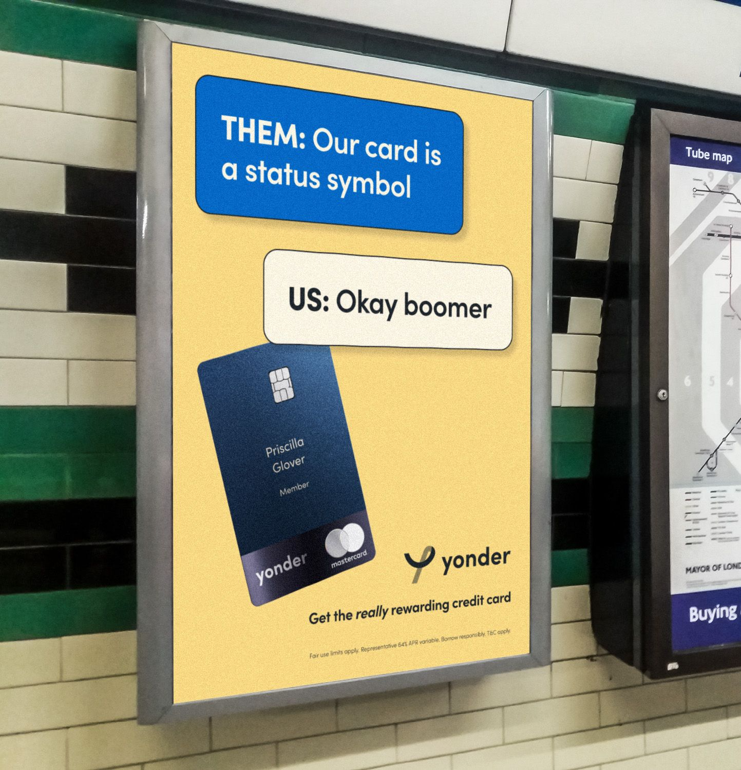 Yonder ad displayed in a subway station