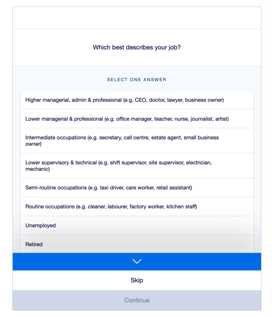 screenshot of a rating scale question on the Attest platform
