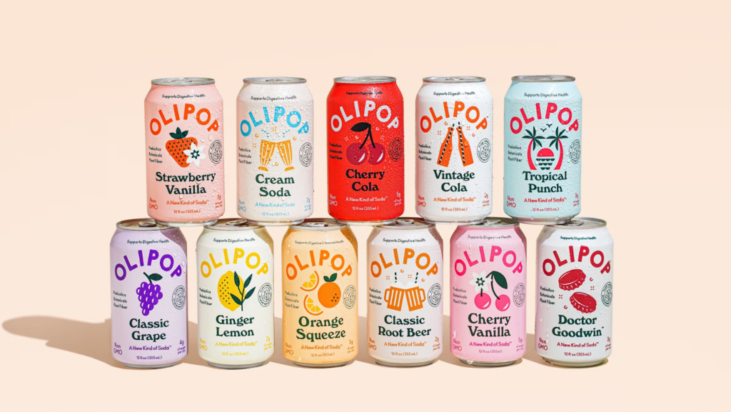 Olipop soda cans in different flavors