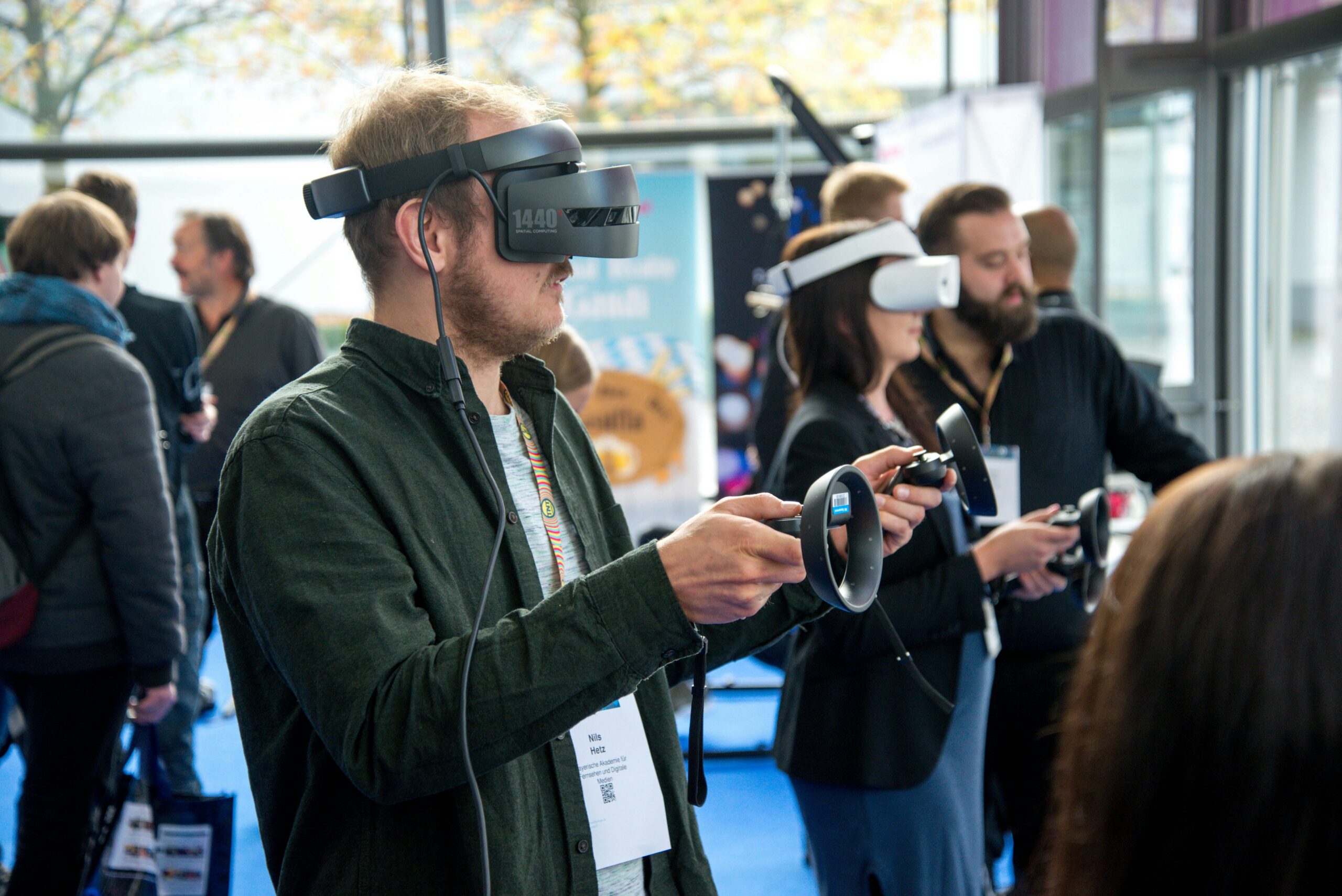 Man having an immersive experience with an AR headset