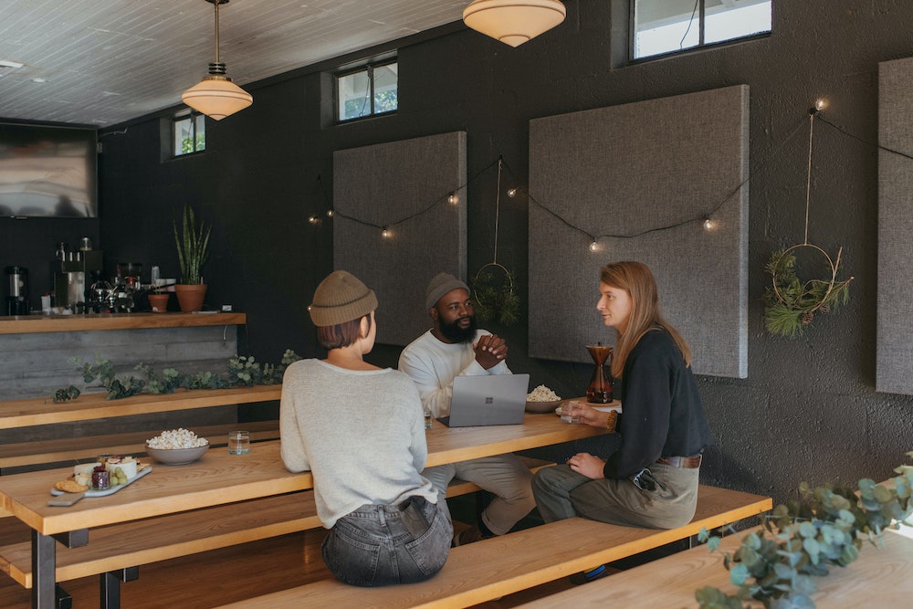 Consumer research team discussing their insights